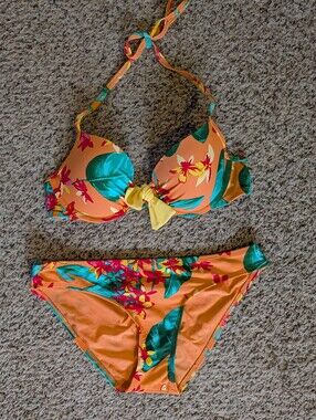 aerie Floral Push-Up Bikini Set - Top: 34C, Bottom: Medium